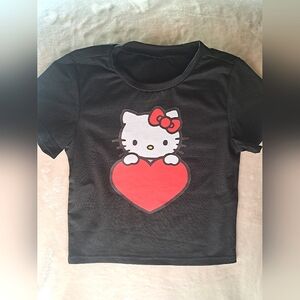 Hello Kitty Black T-Shirt with Red Heart